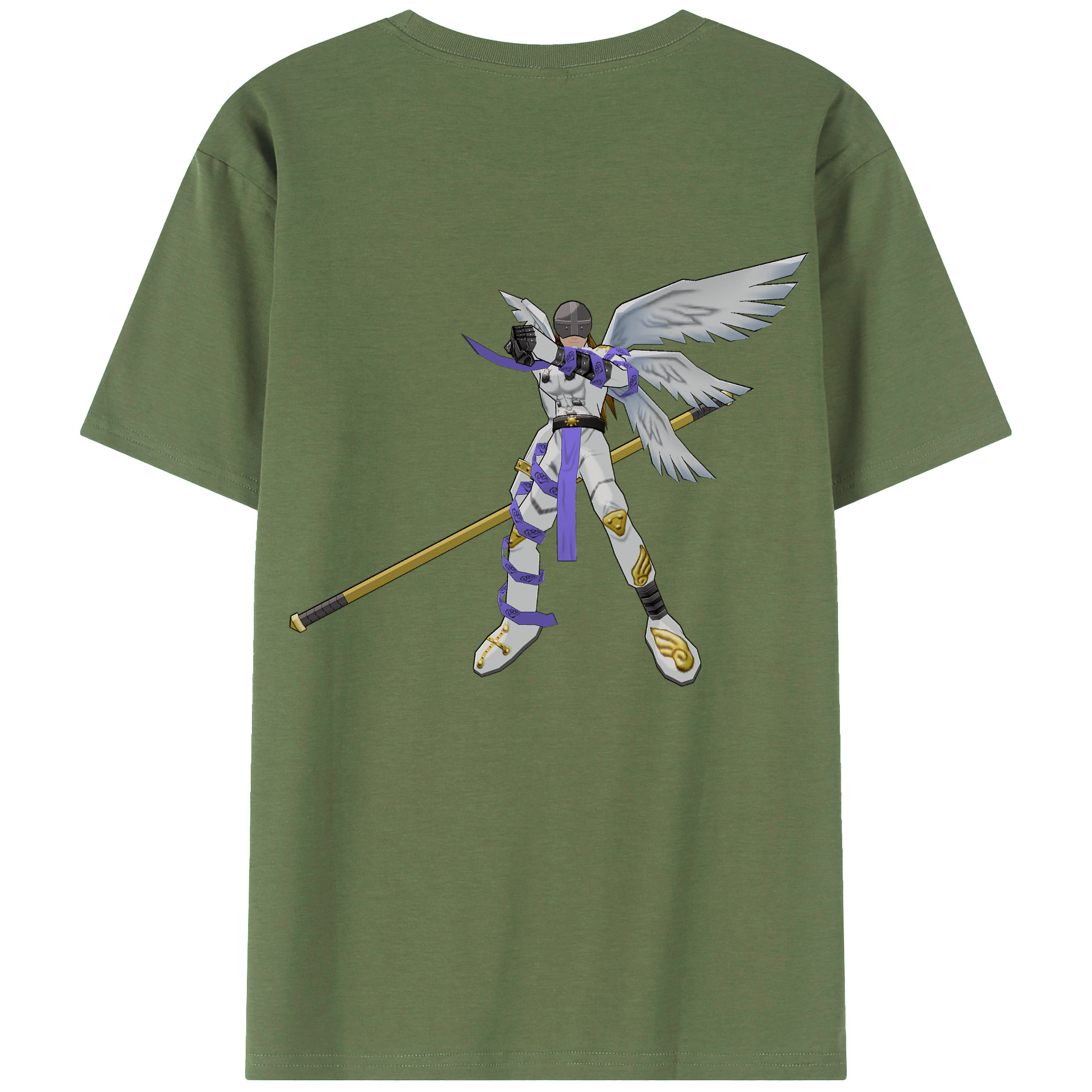 （画像用） Digimon デジタルモンスター/デジモン 綿100％ メンズ半袖Tシャツ（バックプリント） 通気性